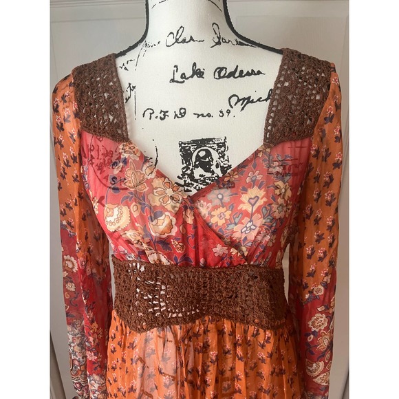 Boho Sheer Floral Dress Size 8 - Picture 2 of 11